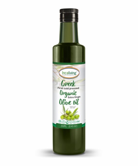 100% Organic, First cold Pressed, Extra Virgin with a 0.3% acidity made from only koreneiki olives